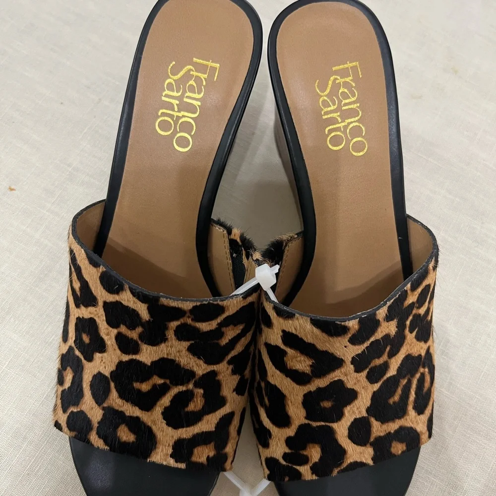 Franco Sarto Brown Black Wedge Sandals - Picture 5 of 6